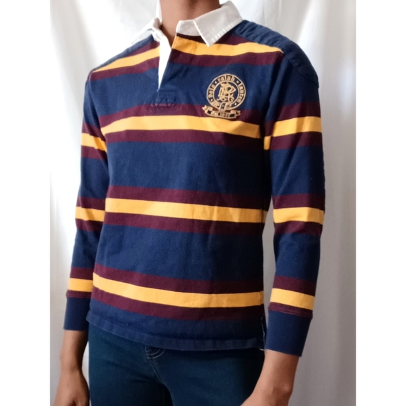 Polo Ralph Lauren Other - Polo Ralph Lauren Navy Yellow Burgandy Rugby Polo 1020